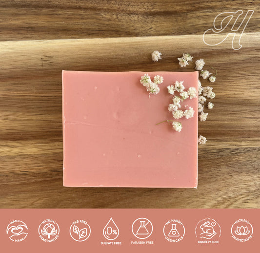 mango tango bar soap peachy pink color