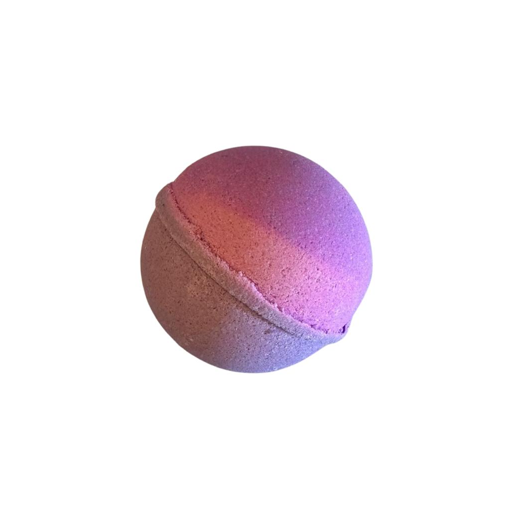 purple colored bath bomb with lavender lullaby scent